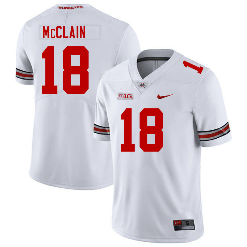 Ohio State Buckeyes Jaylen McClain Men's's #18 Authentic White College Football Jersey 2404KIRI1